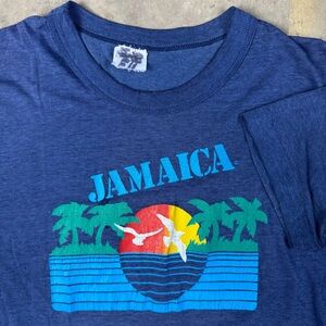 Vintage Jamaica T-Shirt Size Medium 1980s Sunset Beach Island Well Worn Grunge